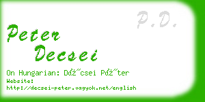peter decsei business card